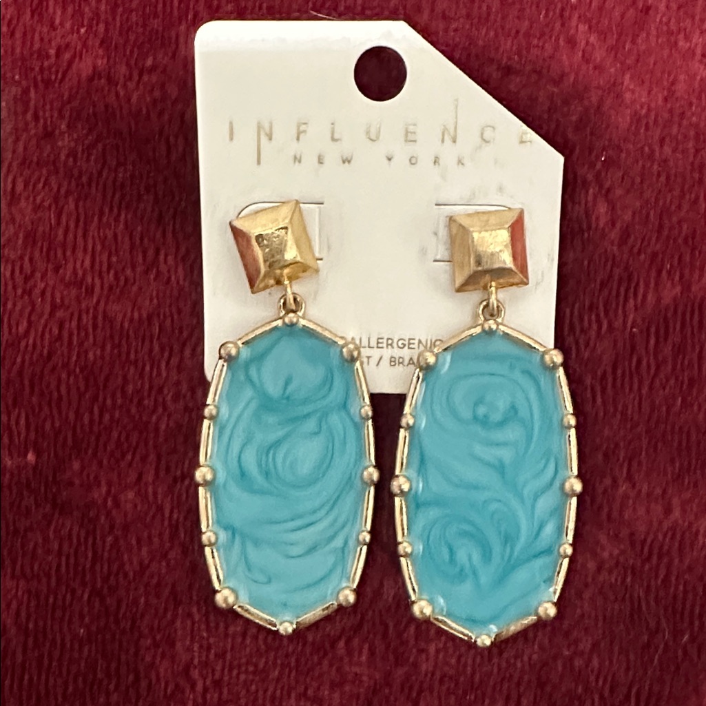 Influence New York Gold And Blue Swirl Earrings
